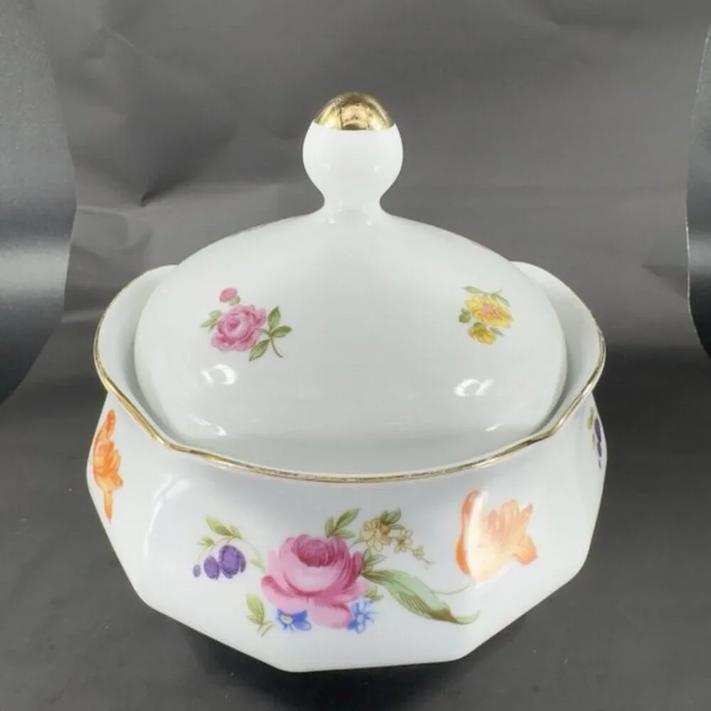 JL Menau Graf Von Henneberg Fine Porcelain Canister Jar Large‎ Sugar Bowl W Lid